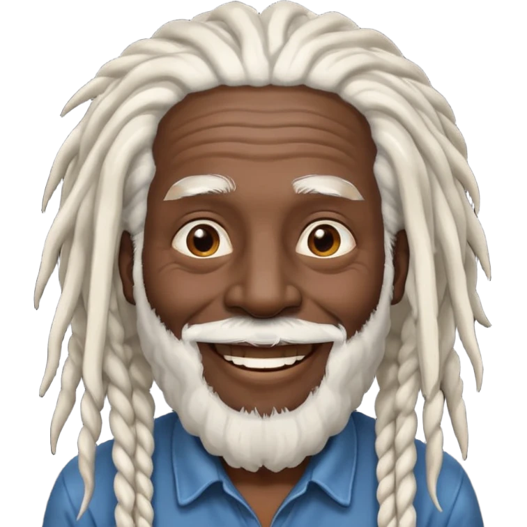 old man with white dreadlocks and black skin emoji