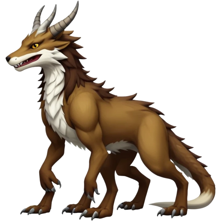 Sergal-Vernid-hybrid-animal-creature, full body, 4 legs, horned emoji