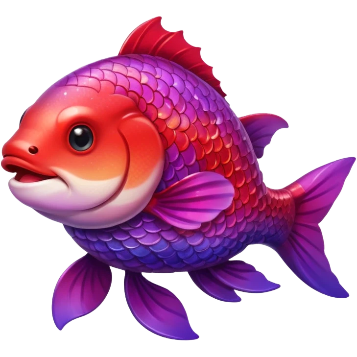 color gradient between red and purple glitter cute happy carp emoji