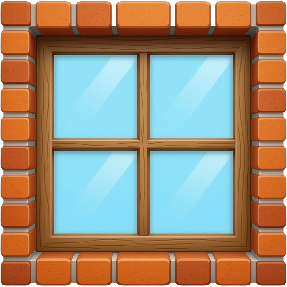 Wood, bricks, and glass (window) emoji