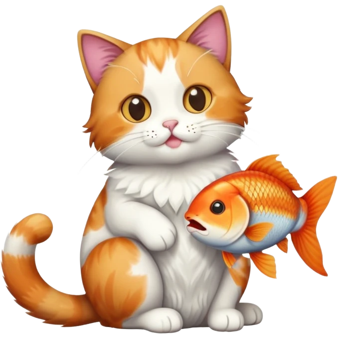 cat full body sitting with a fish in its mouth emoji