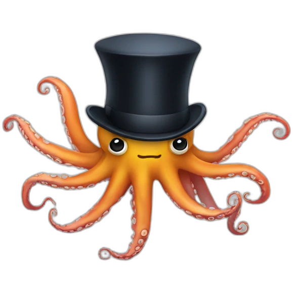 Octopus with a top hat emoji