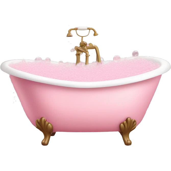 bubble bath in light pink bath tub emoji