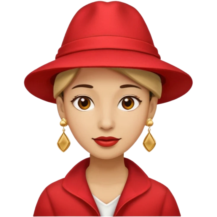 unique looking tourist with big unique red tourist hat and earrings emoji