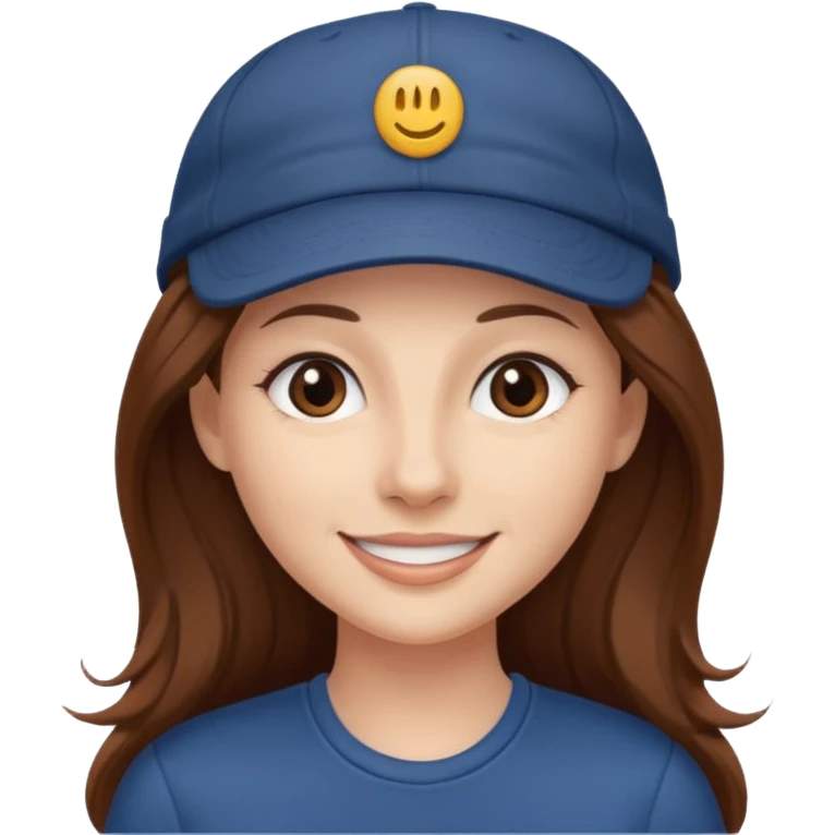  lady with long brown hair wearing a cap emoji