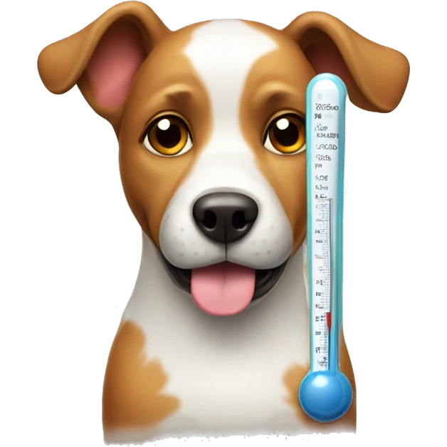 A dog with a thermometer and fever  emoji