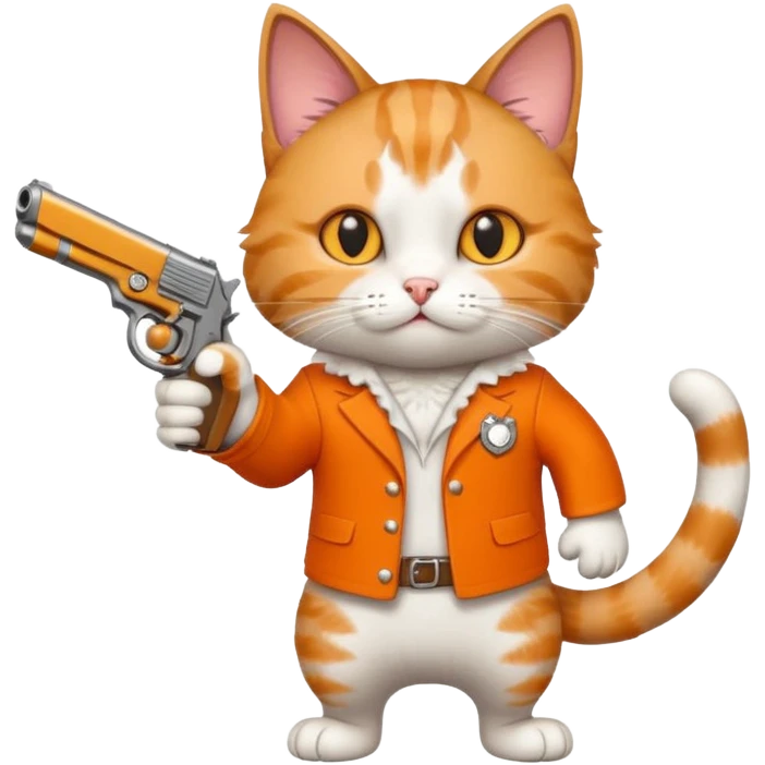 cartoon cat with a pistol emoji
