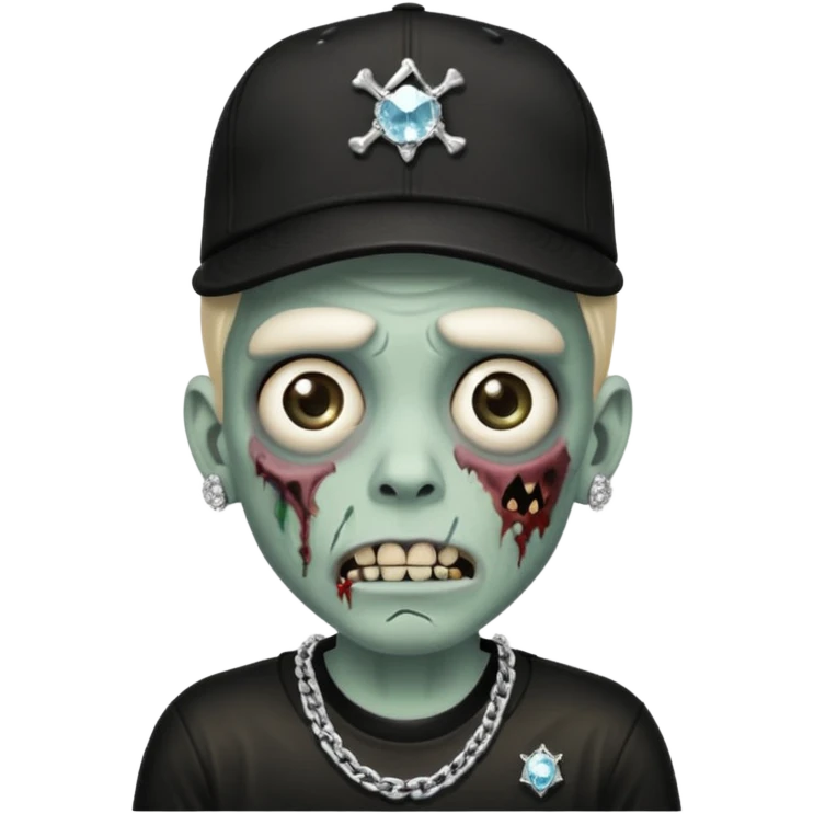Zombie con gorra de los Dodgers negra y cadena diamantada  emoji