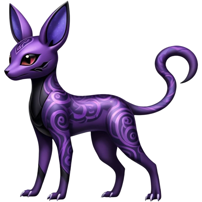 Shiny Dark Edgy Majestic Sophisticated Modern Gothic Gloomy Futuristic Salandit-Umbreon-Espeon-Hybrid (Full body) with pattern-markings emoji