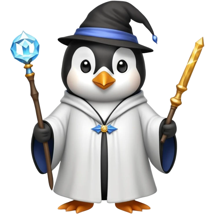 penguin wizard with magic wand emoji