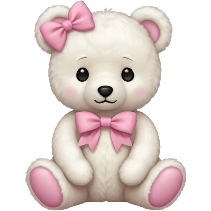 white teddy bear with pink bow emoji