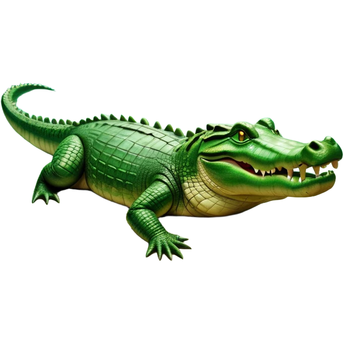 cinematic-crocodile-realistic-full-body-lounging-emoji,-massive-scaled-body-partially-submerged-in-shallow-water,-head-tilted-dramatically,-rough-green-and-brown-hide-textured-with-deep-ridges,-simplified-yet-realistic-focused-features,-highly-detailed,-glowing-with-an-almost-sarcastic-glow emoji