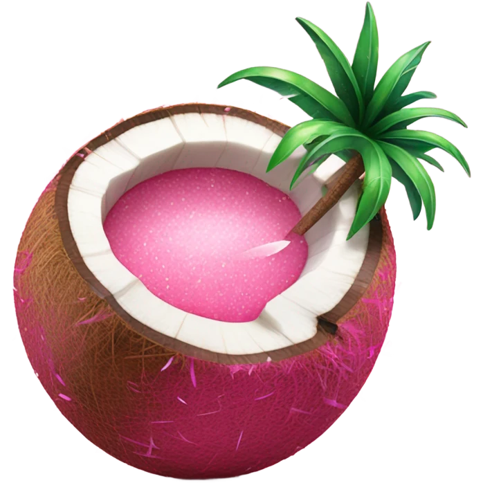 Pink coconut with juice and glitter  emoji