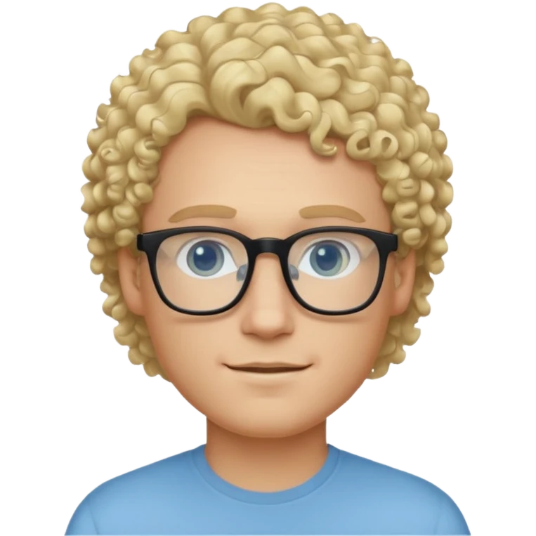 white guy with curly blonde hair and light blue ish  eyes with black glasses  emoji