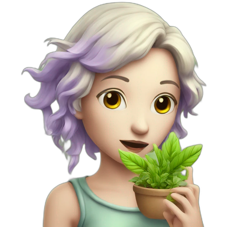 Cute fairy smoking herbs emoji