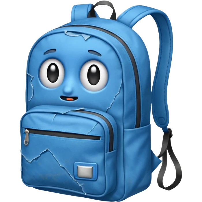 Blue backpack, tear, Lost & Found Object. emoji