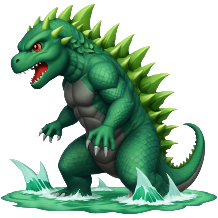 Buatkan gambar Godzilla yg sedang marah emoji