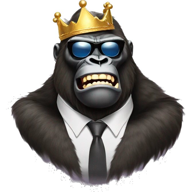 king kong with sunglasses with  lollypop out of his CLOSED mouth emoji