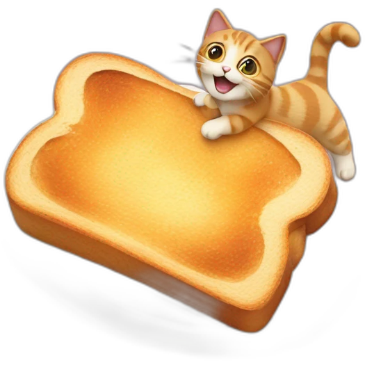 cat flying on a piece of toast emoji