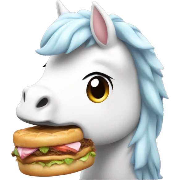 Unicornio gordito blanco comiendo una dona  emoji