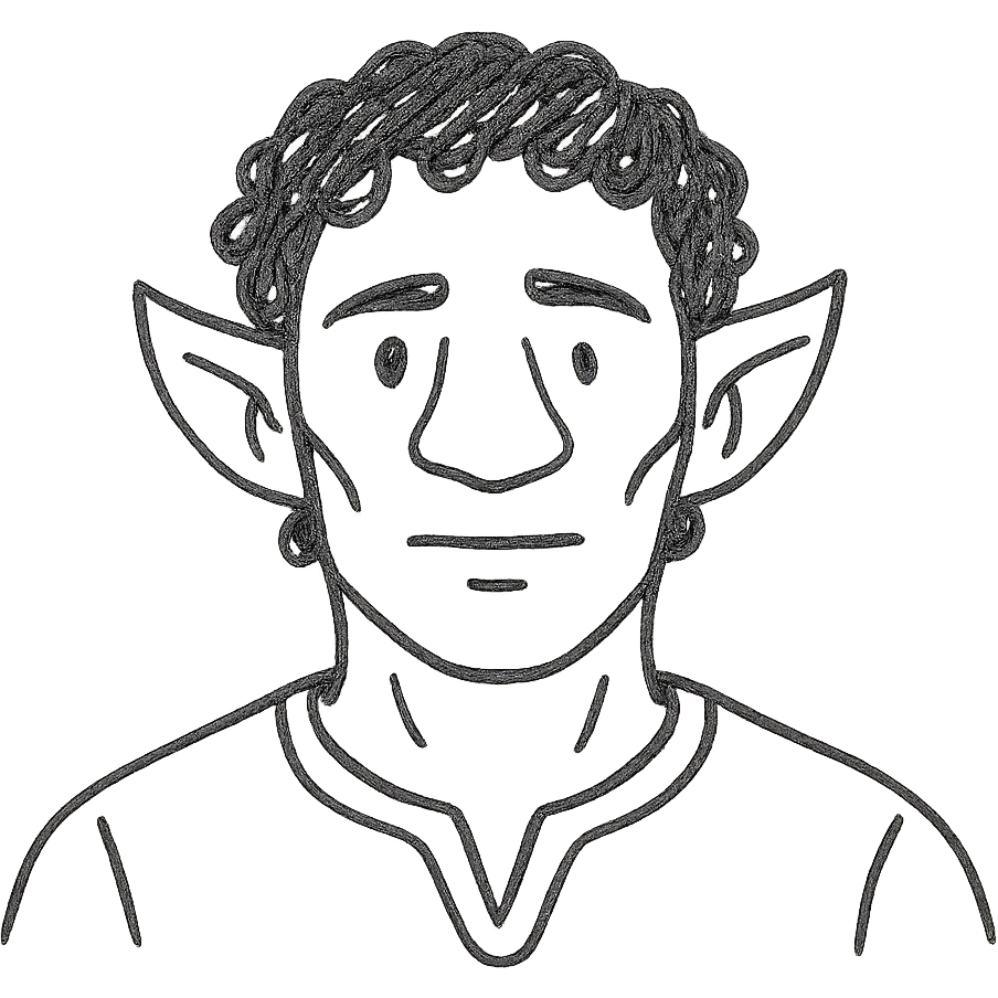 firbolg from DnD with gray skin, black curly hair, clean-shaven face, no beard emoji