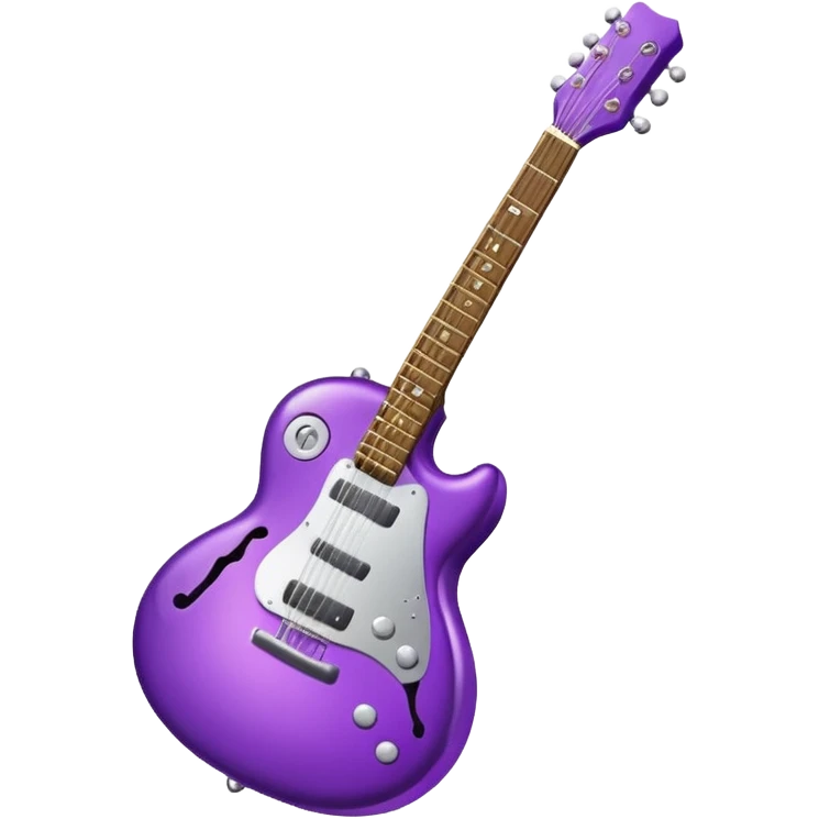 a purple Christmas ornament with a guitar emoji