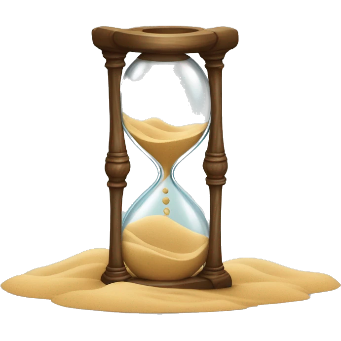 A finely crafted hourglass with sand flowing, placed over or beside a scroll with elegant calligraphy emoji