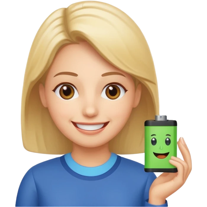 A kindergardenteacher with an empty battery icon above their head. emoji