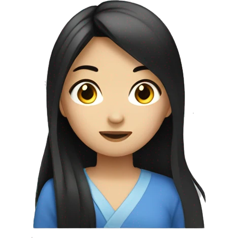 asian girl with black llong hair coding  emoji