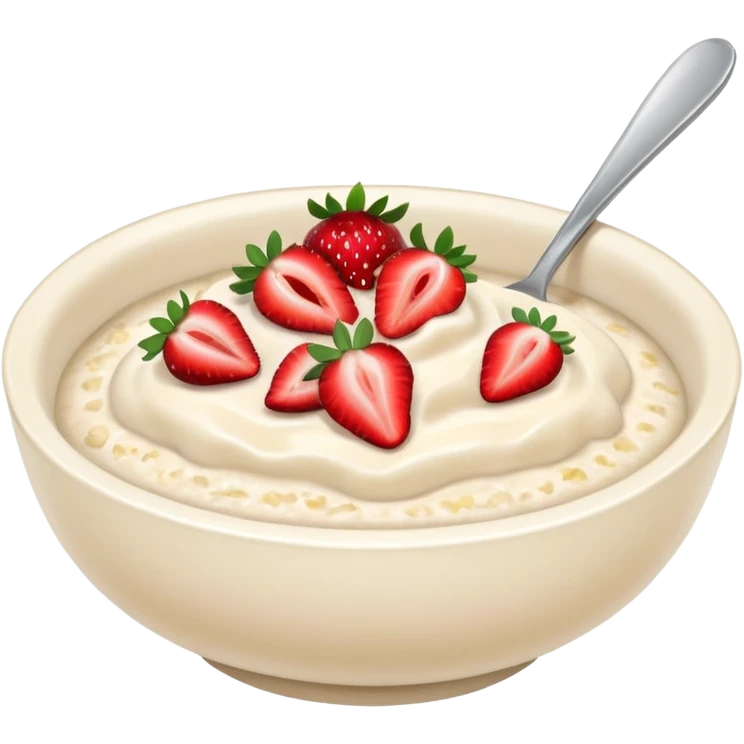 a bowl of porridge with strawberries emoji