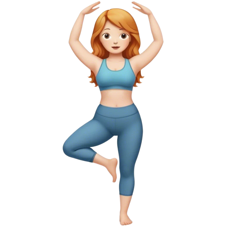 Strawberry blonde girl standing yoga curvy emoji