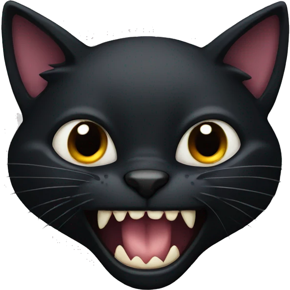 Black cat with fangs  emoji