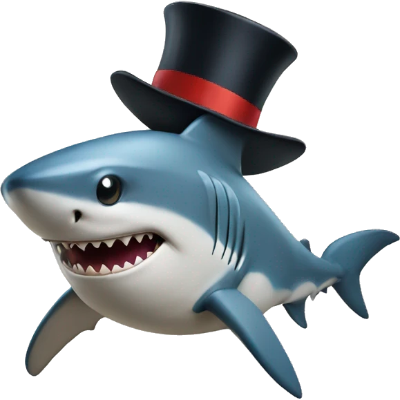 Shark with a top hat emoji