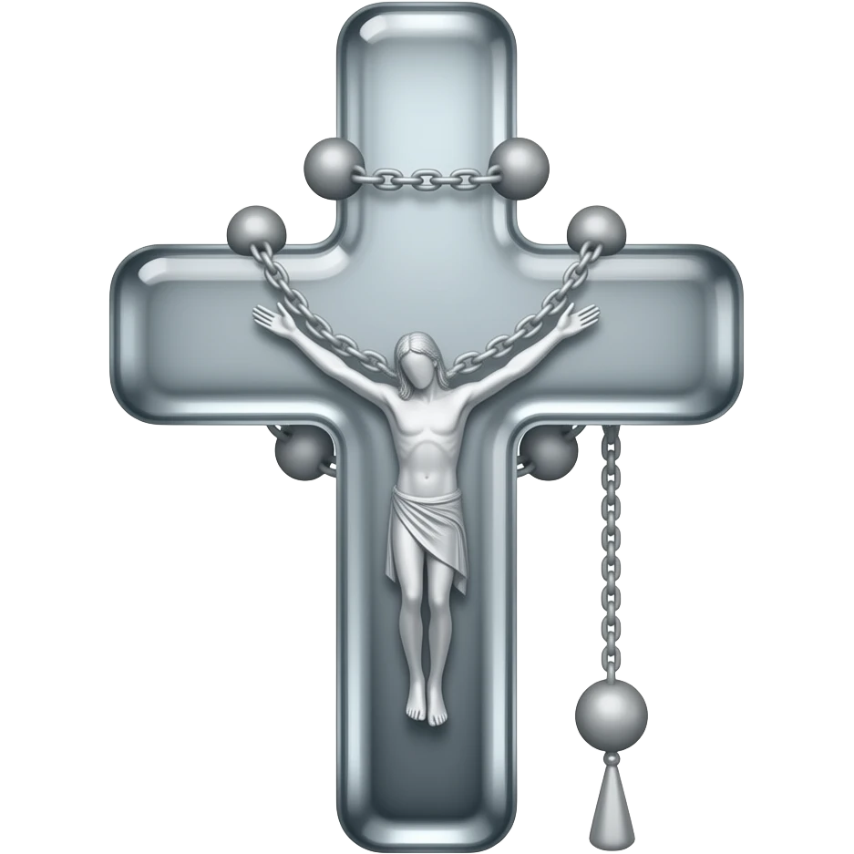 cruz sagrada silver gray  vidro brilhante com rosário silver gray vidro brilhante emoji