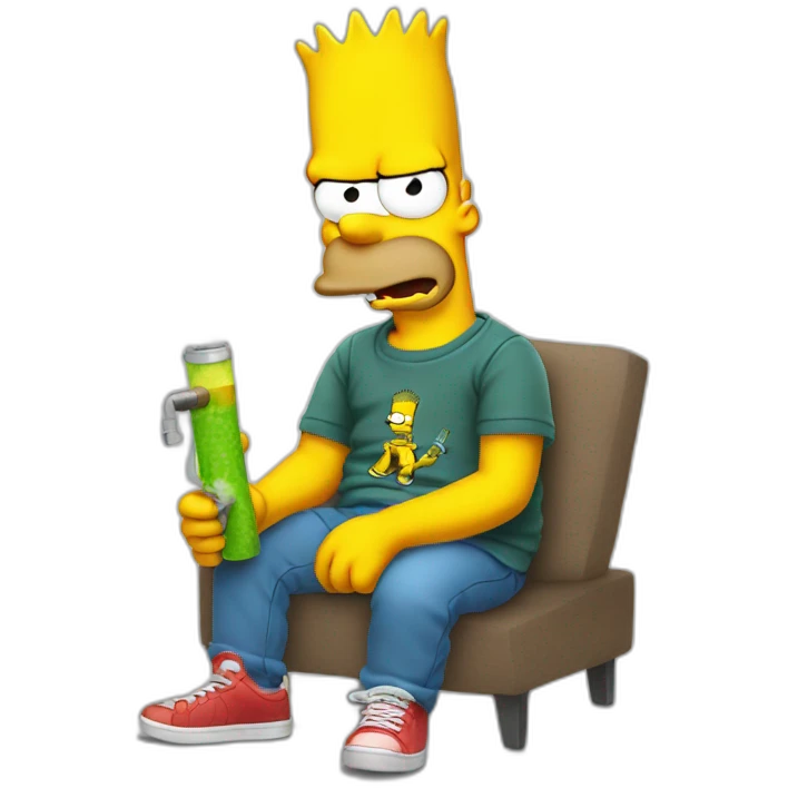 Bart Simpson with a hookah emoji