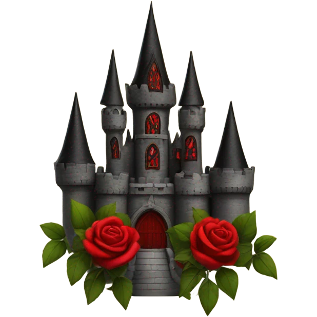 Black and red gothic castle with roses emoji