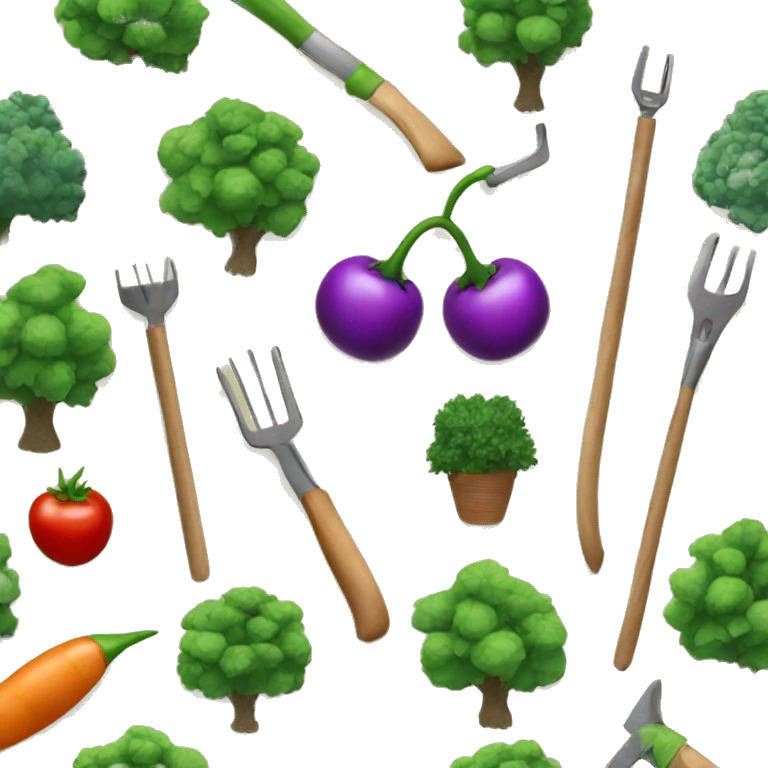 single vegetable patch with gardening tools emoji