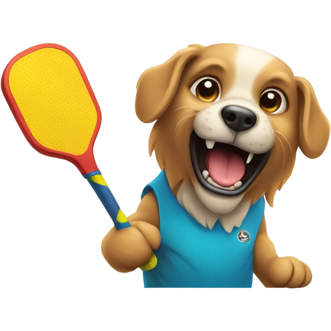 Dog playing pickle ball  emoji
