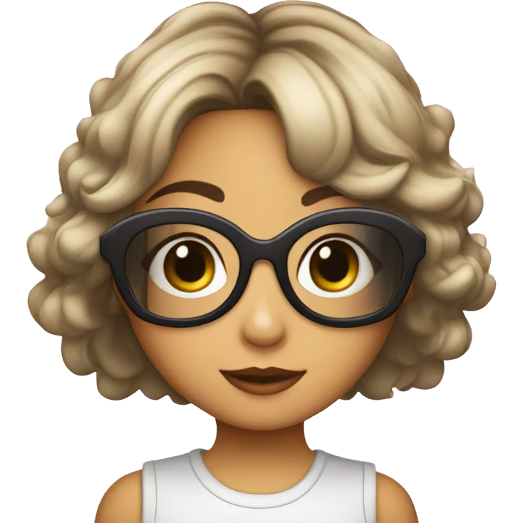 Niña pelo corto morena con gafas emoji