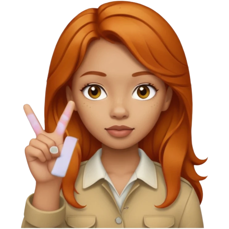 Lightskin girl with ginger hair holding up middle finger  emoji