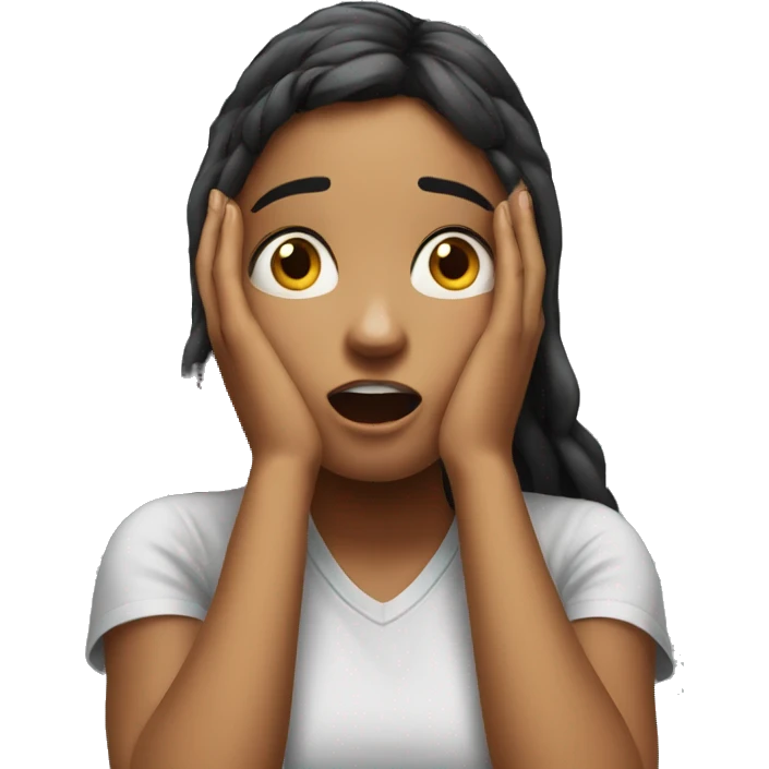Girl holding her head with her hands shocked realistic  emoji