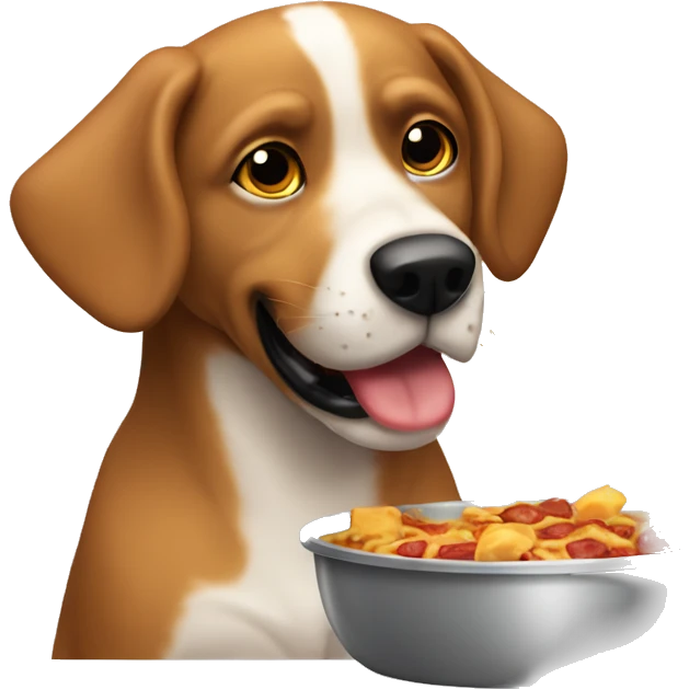 Un perro comiendo un perro caliente  emoji