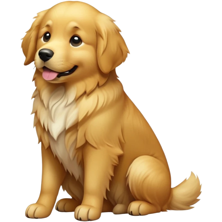 cinematic-[golden retreiver]-realistic-full-body-sitting-emoji,-tail-resting-loosely-beside-its-paws,-head-tilted-dramatically,-scruffy-[golden]-fur,-simplified-yet-realistic-focused-features,-highly-detailed,-glowing-with-an-almost-sarcastic-glow emoji