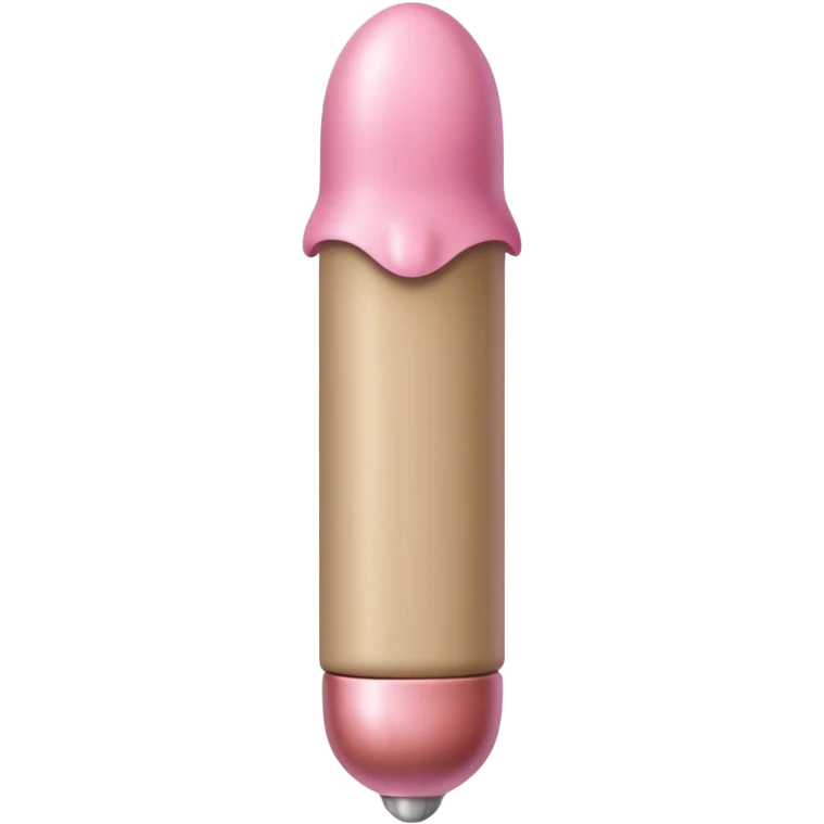 tan beige skin color and pink cylindrical shaft penis, erect, phallus shape, no face, with glans pink acorn-like tip at one end with urethral opening emoji