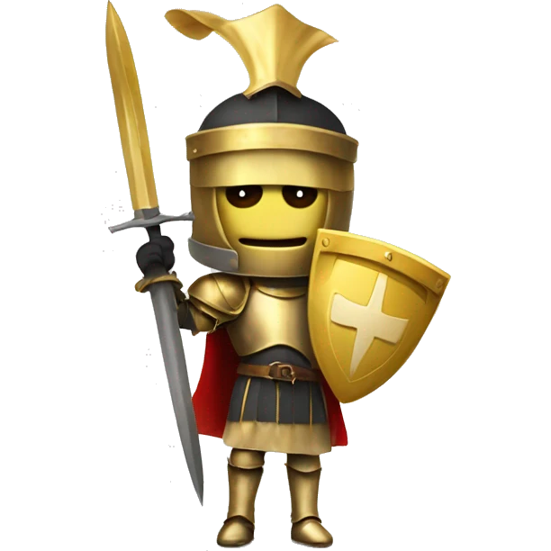 Golden knight holding banner overhead emoji