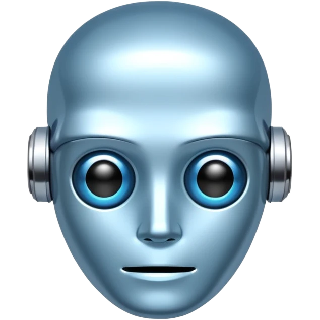 ai agent light blue metalic face bot emoji