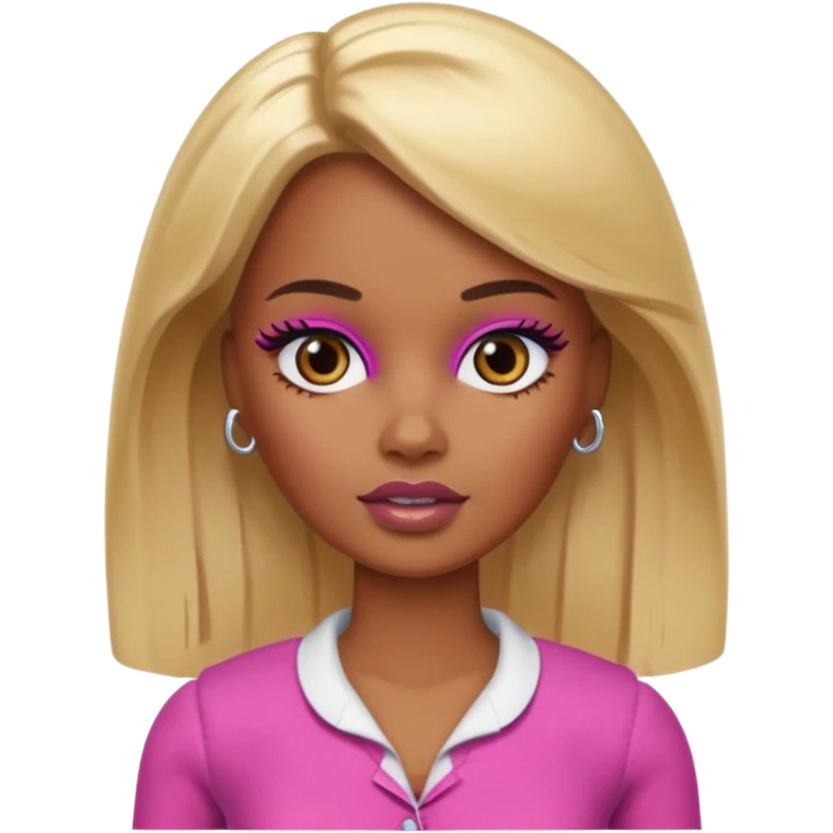 Brown skin blonde hair barbie with bruised eye  emoji