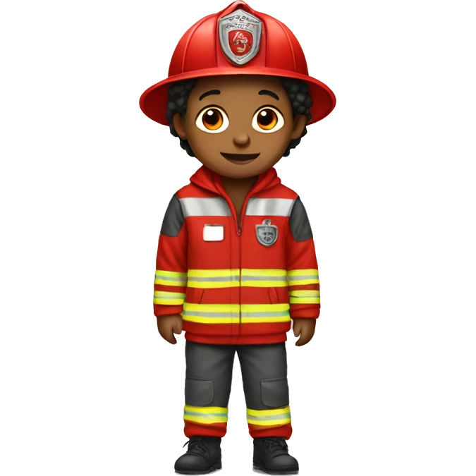 Boy wearing a fire truck costume  emoji