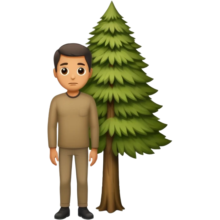 A large german man hiding behind a skinny tree emoji