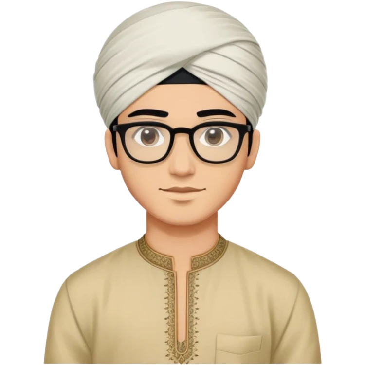 young man with wheatish skin tone, black hair, wearing kurta with rectangle glasses and traditional turban emoji